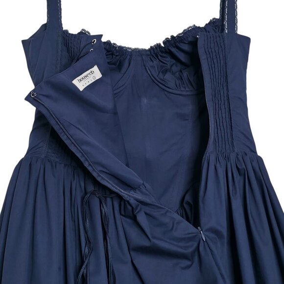 House of CB Pietra French Navy Blue Corset Sweetheart Lace Trim Mini Dress XL - Picture 8 of 11